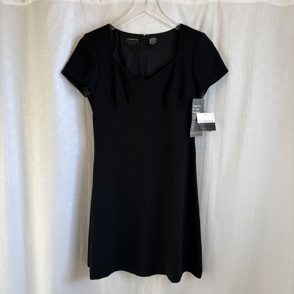 Liz Claiborne Petite Black Sweetheart Dress Womens Size 4P NWT
